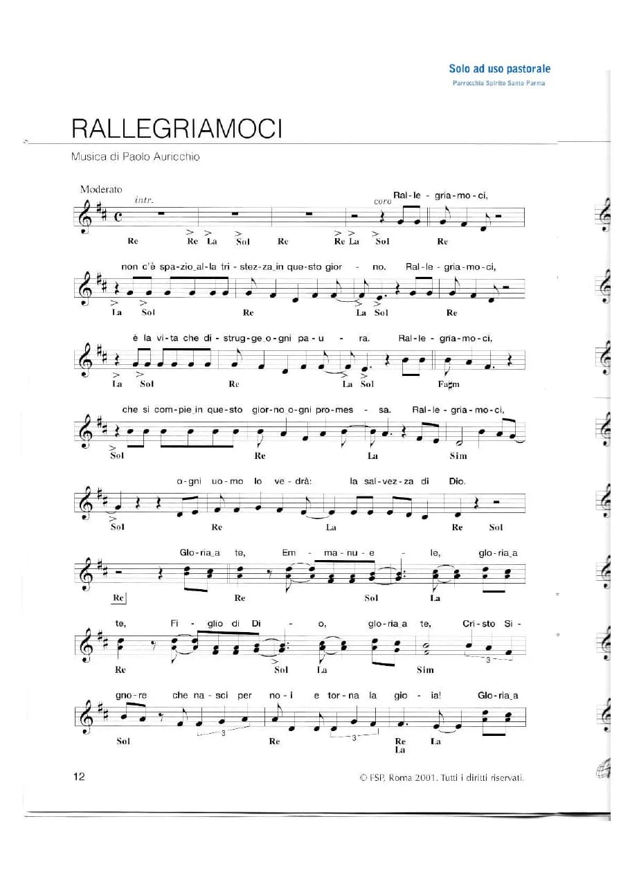 Rallegriamoci — first page