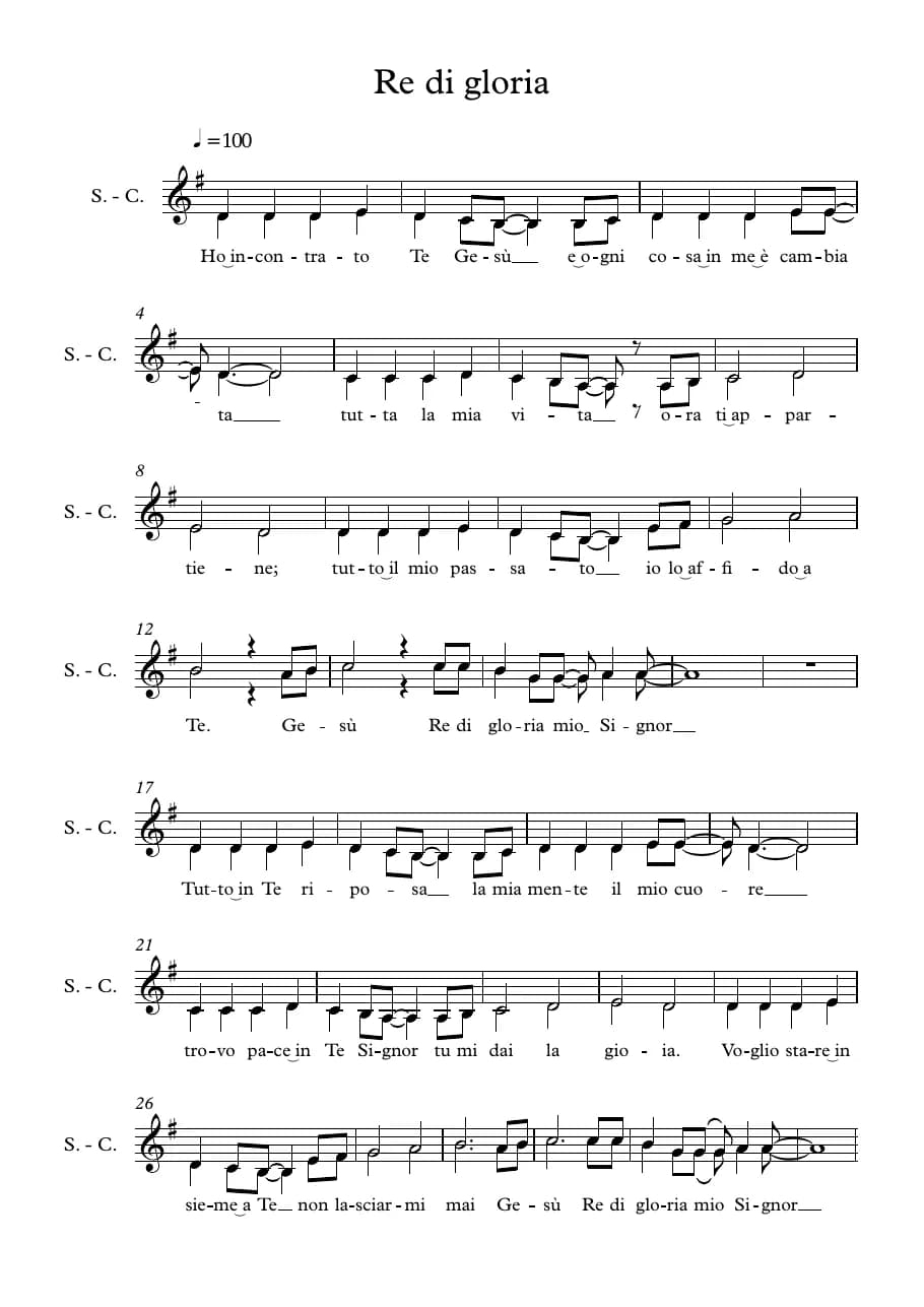Re Di Gloria — first page