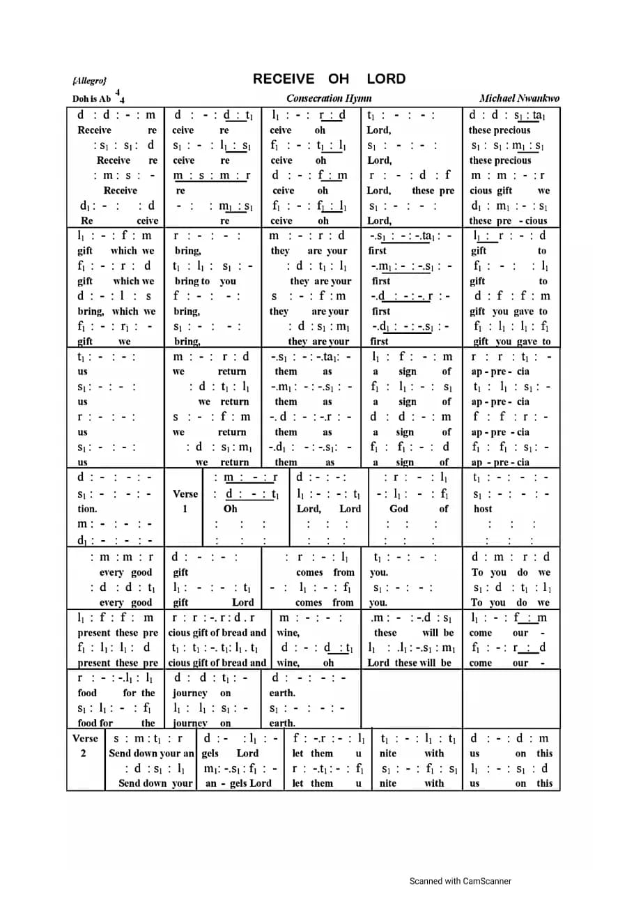 Receive Oh Lord — first page