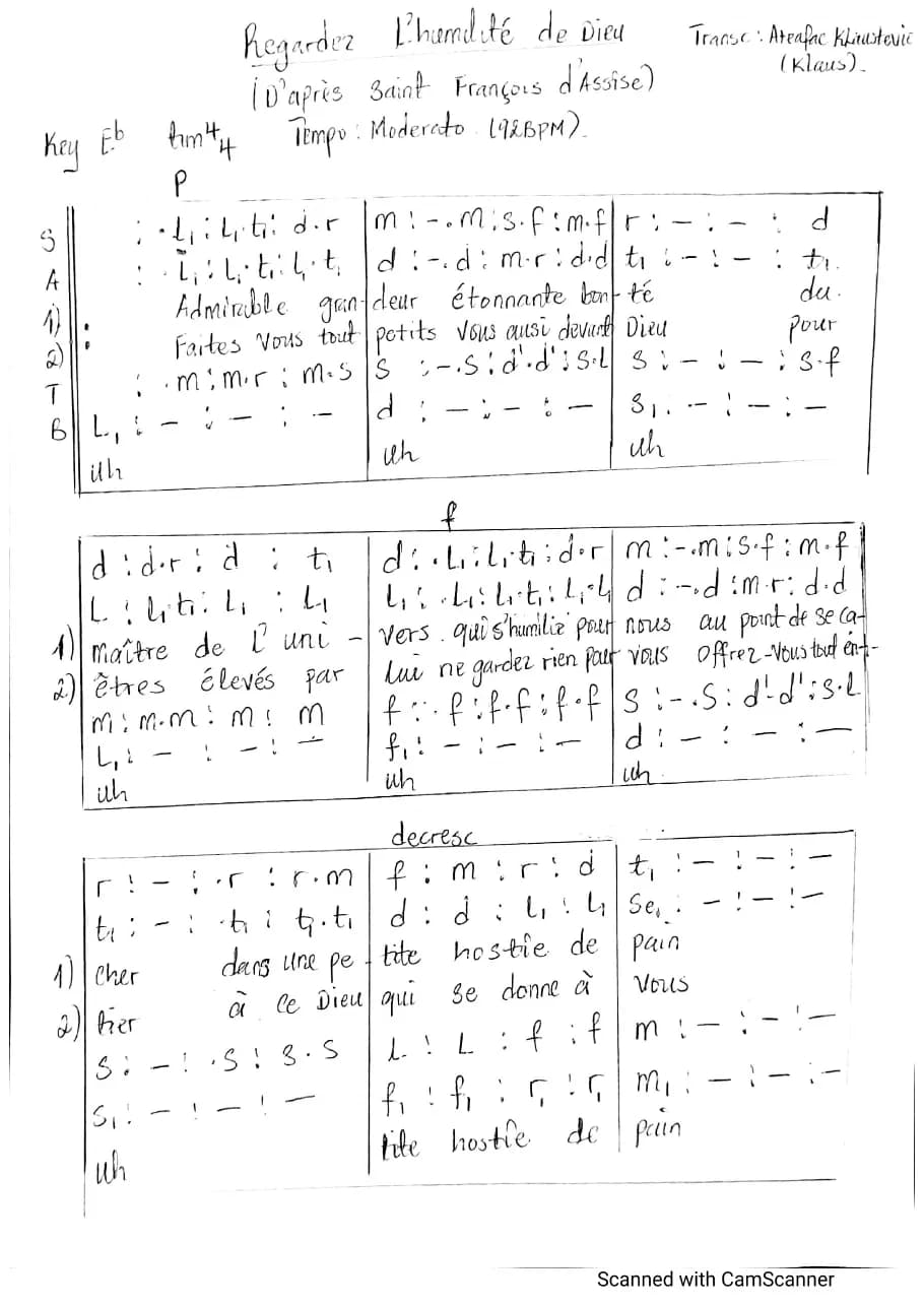 Regardez L'humilité de Dieu — first page