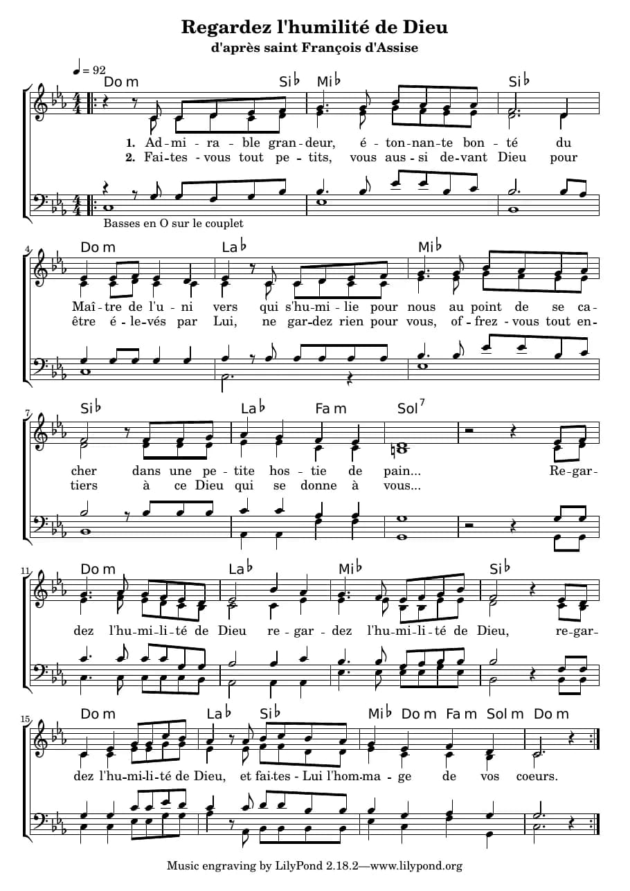 Regardez L'humilite de Dieu D'apres St. Francoise D'assisi — first page