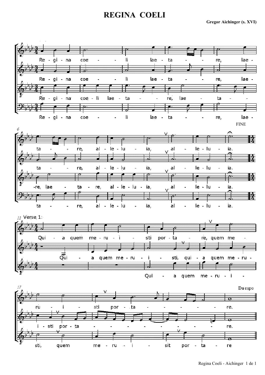 Regina Coeli — first page
