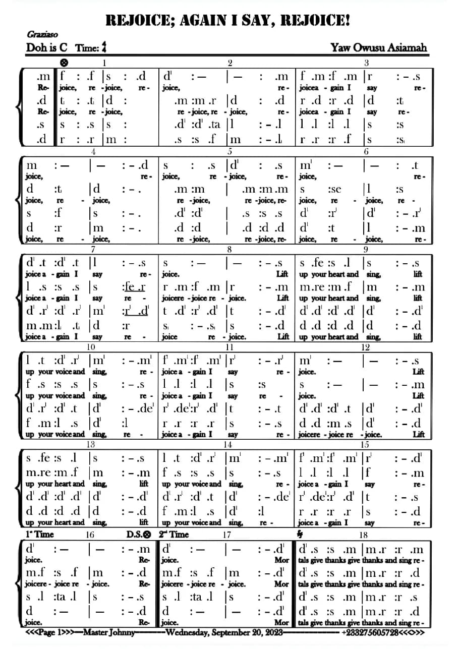 Rejoice Again I Say Rejoice — first page