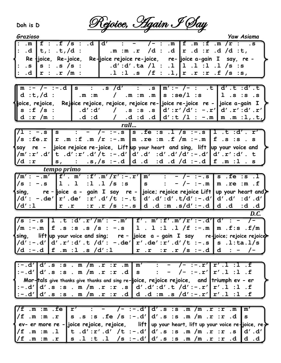 Rejoice, Again I Say Rejoice — first page
