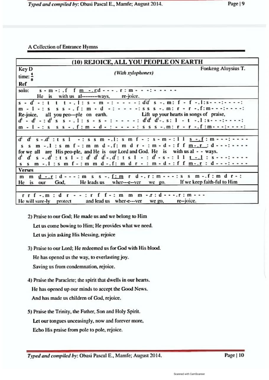Rejoice, All You People on Earth — first page