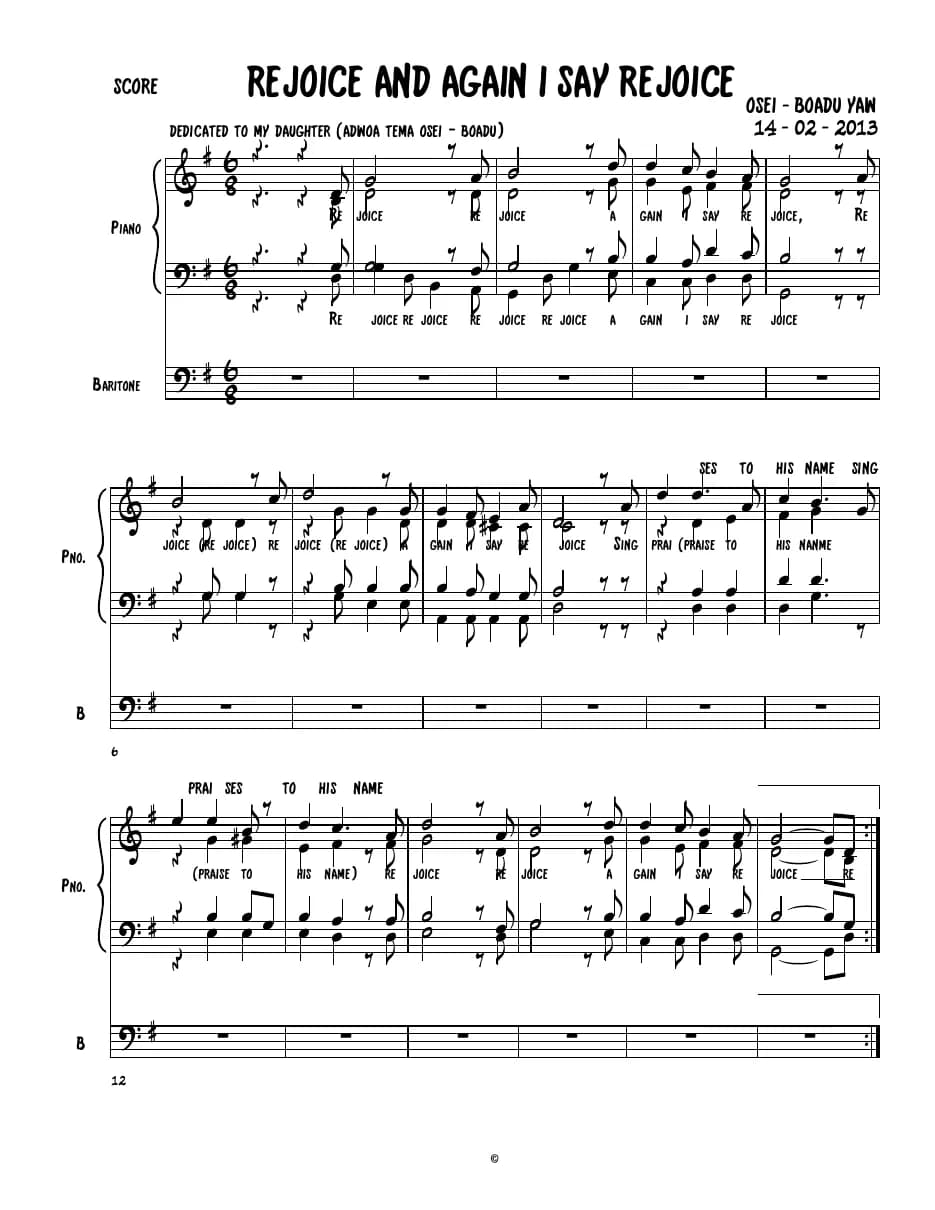 Rejoice and Again I Say Rejoice Trio — first page