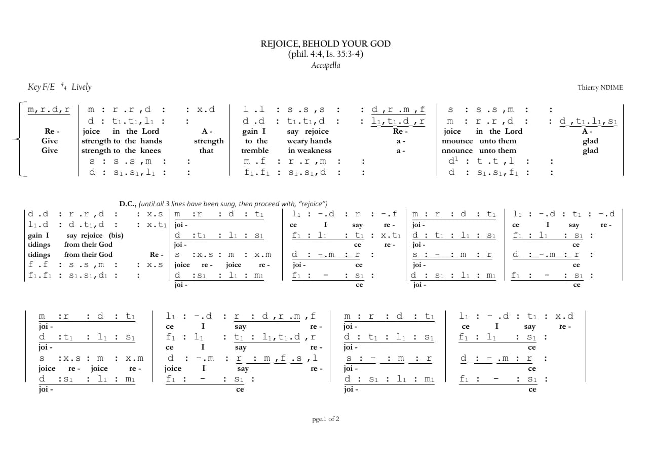 Rejoice, Behold Your God — first page