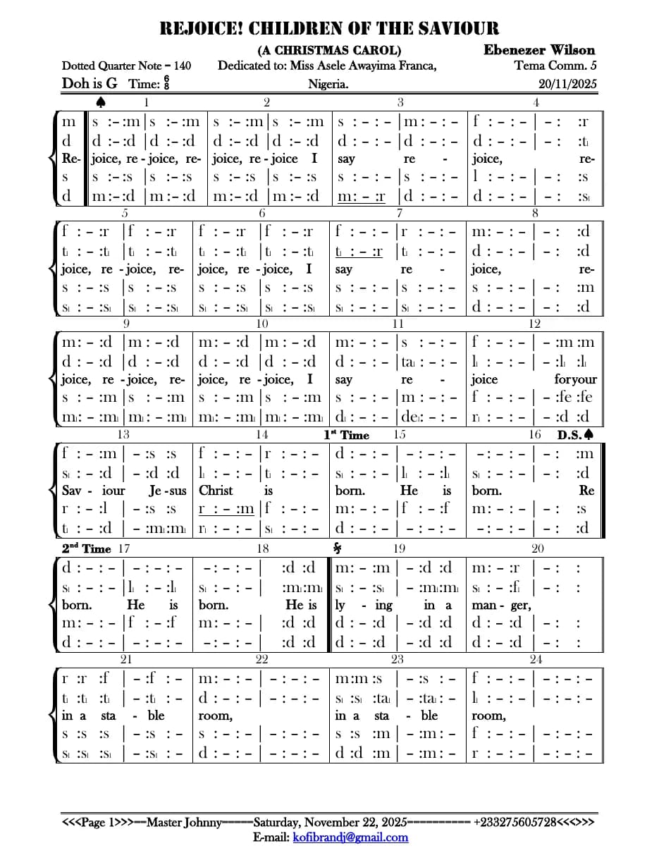 Rejoice! Children of the Saviour — first page