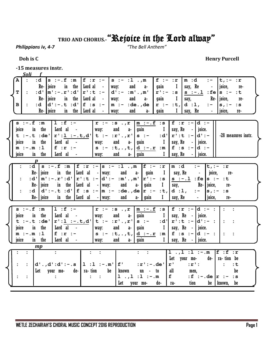 Rejoice in the Lord Alway — first page