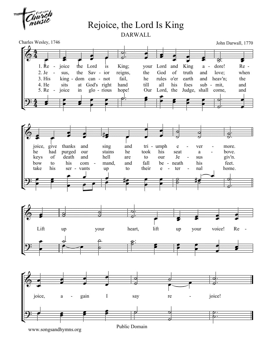 Rejoice the Lord Is King — first page