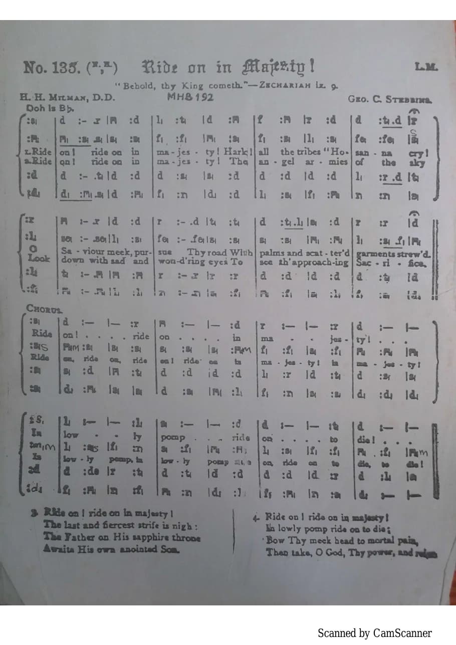 Ride on in Majesty — first page