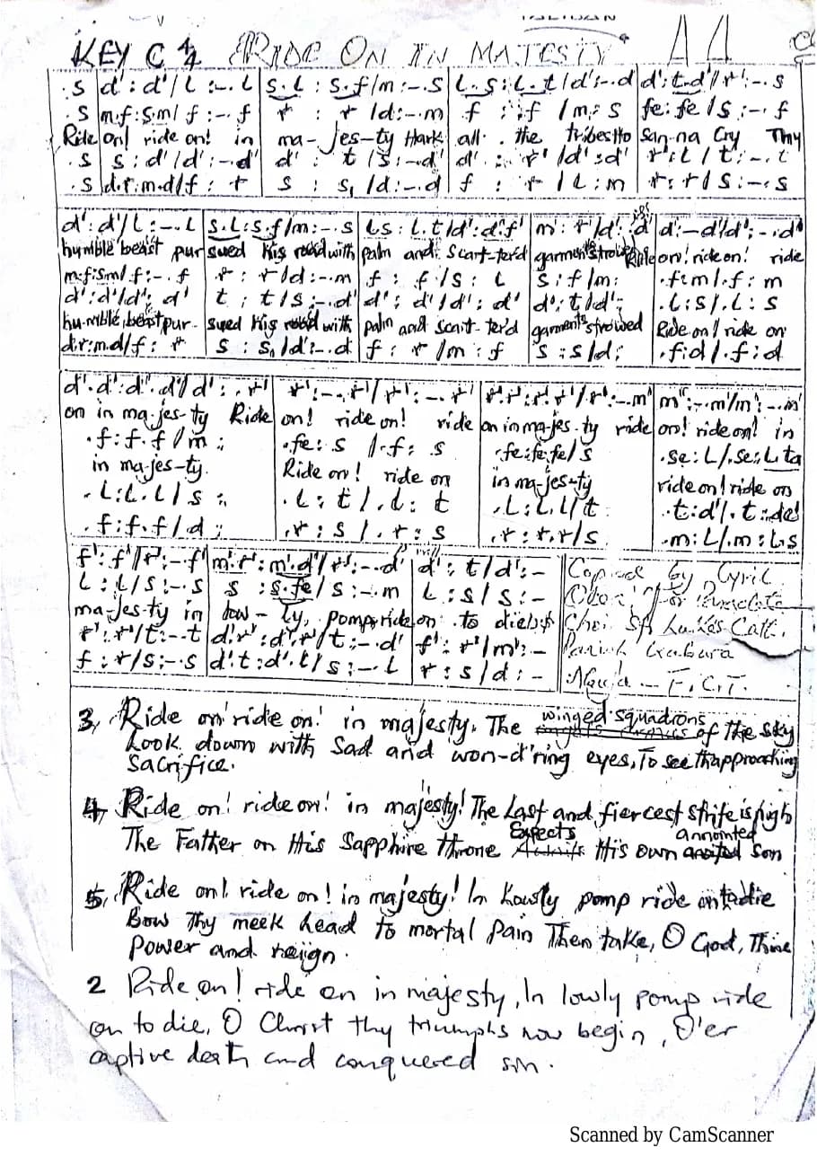 Ride on in Majesty — first page