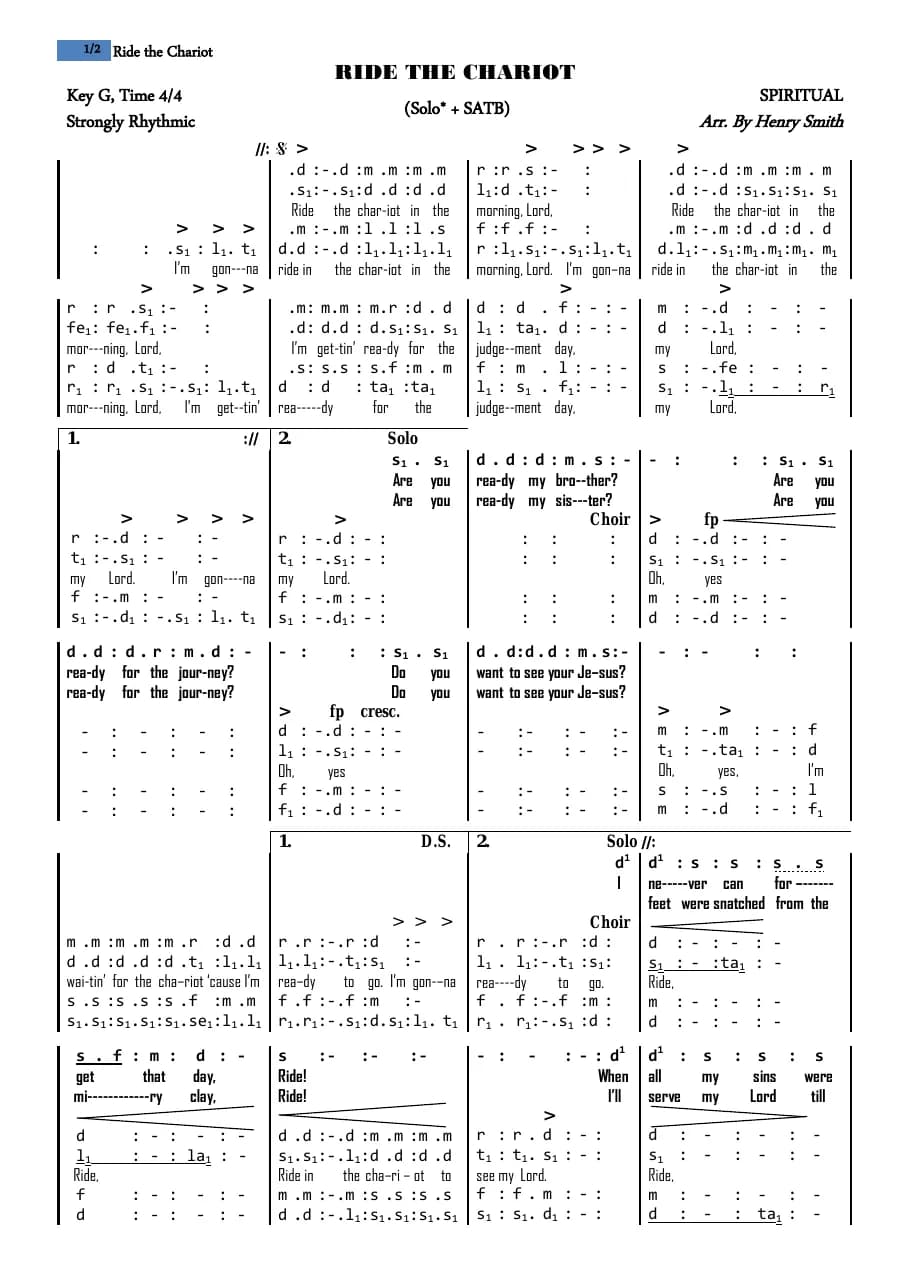 Ride the Chariot — first page