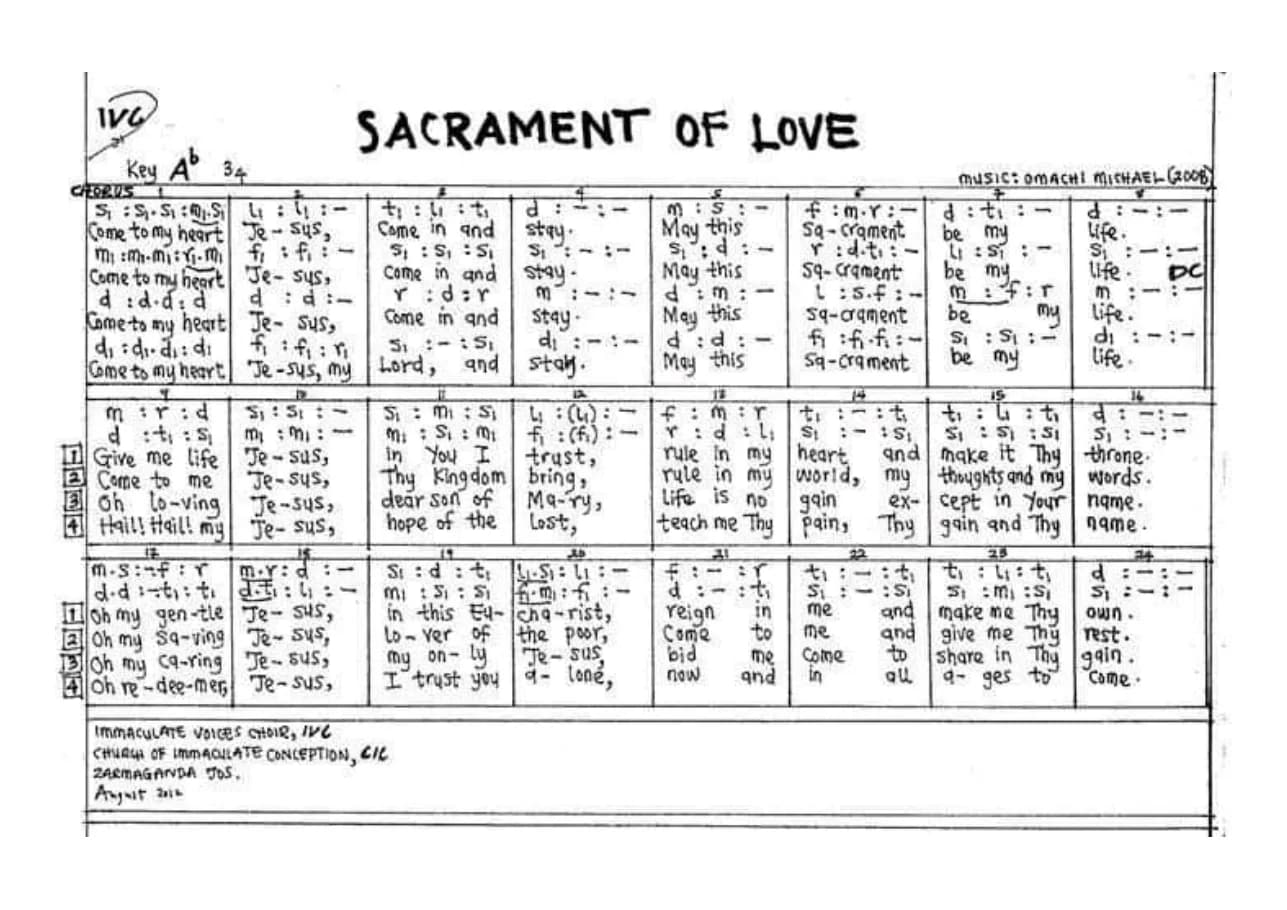 Sacrament of Love — first page