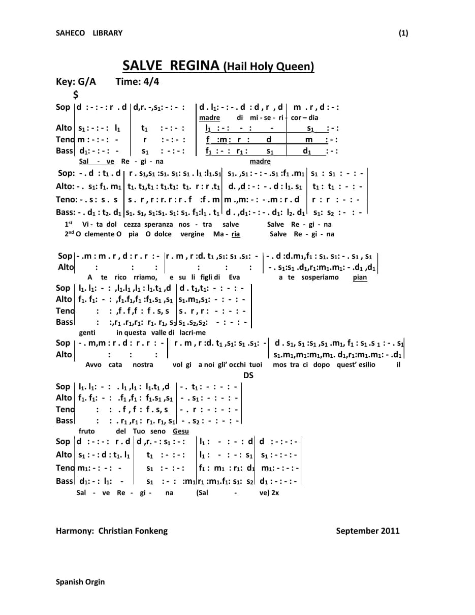 Salve Regina — first page