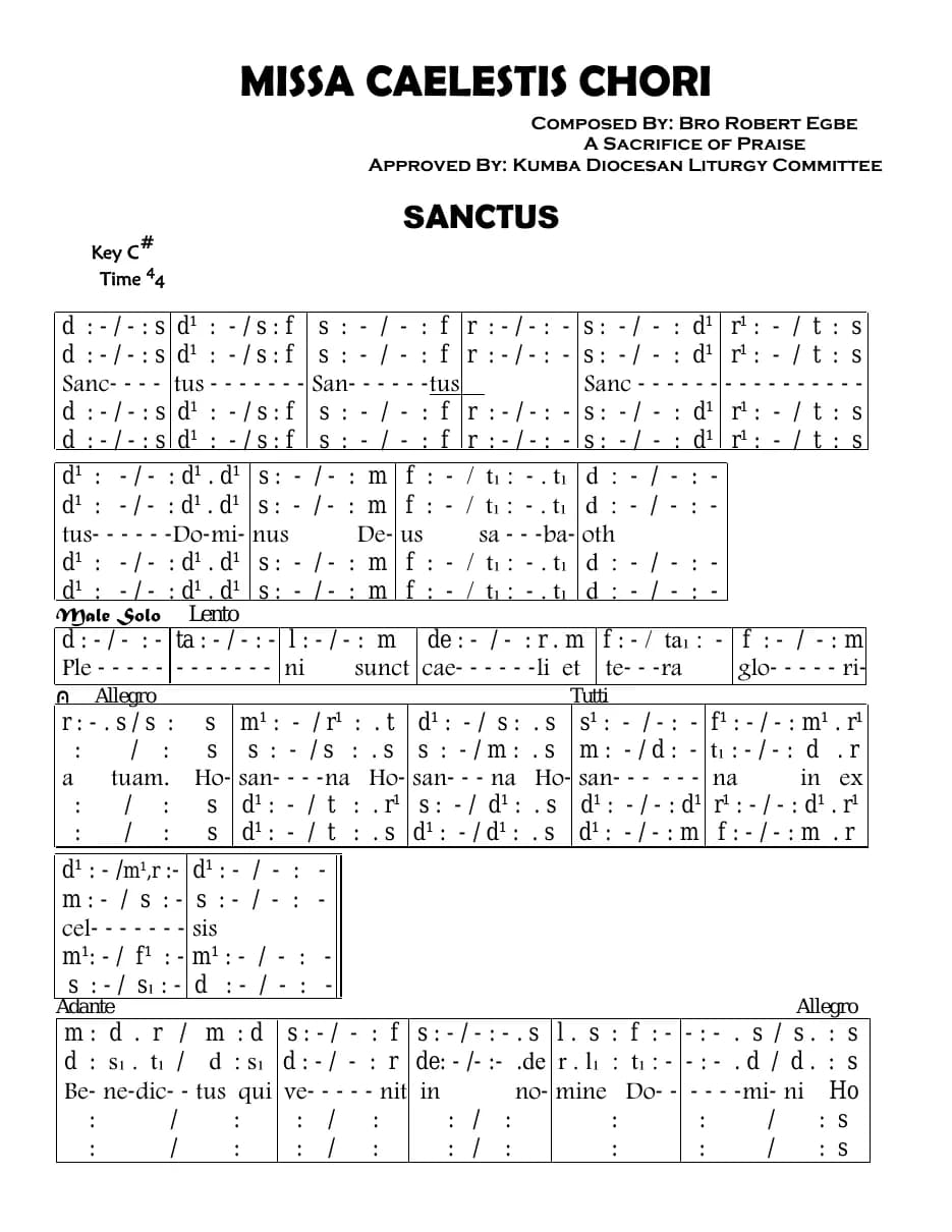 Sanctus - Missa Caelestis Chori — first page