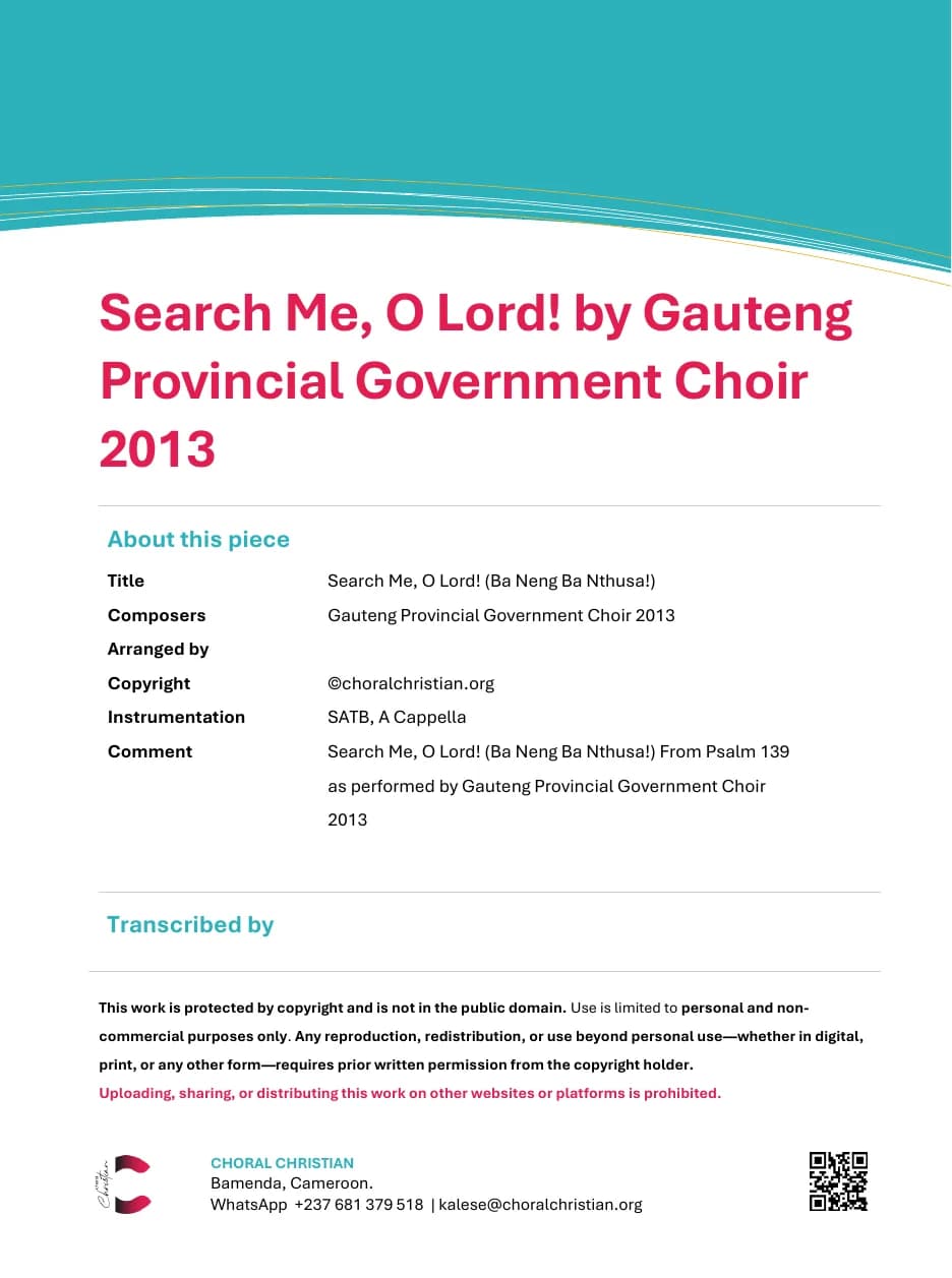 Search Me, O Lord — first page
