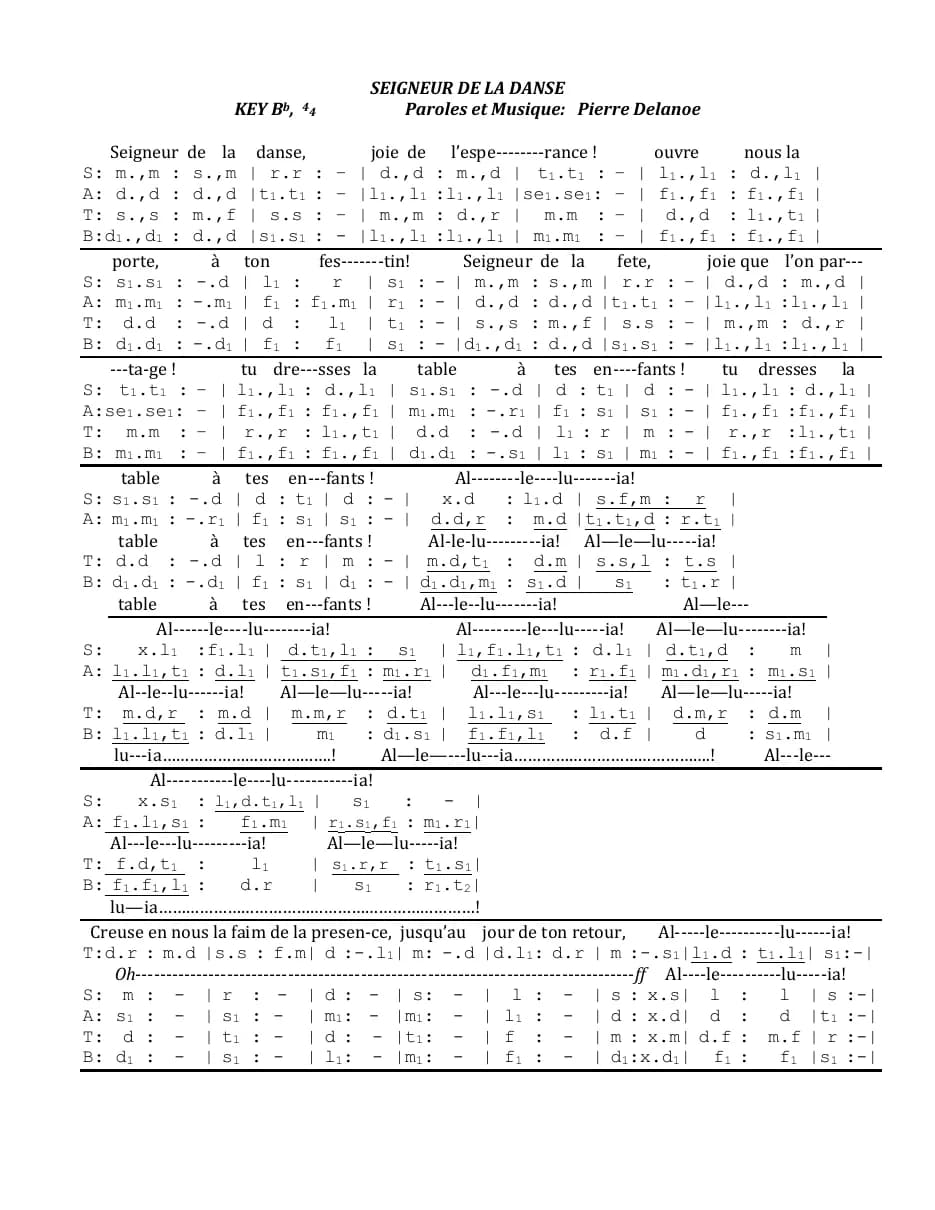 Seigneur de la Danse — first page