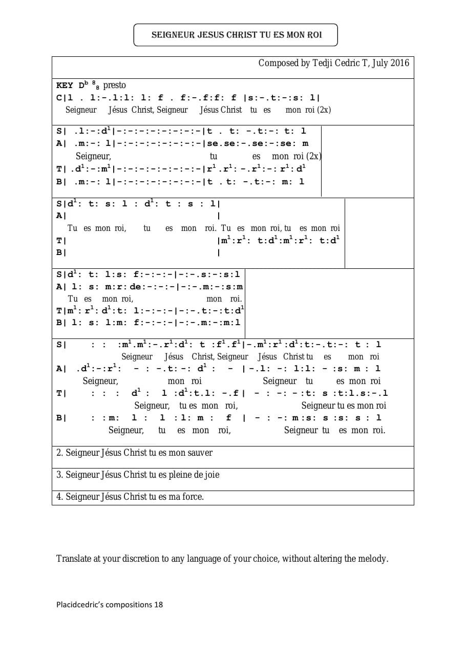Seigneur Jesus Tu Es Mon Sauver — first page