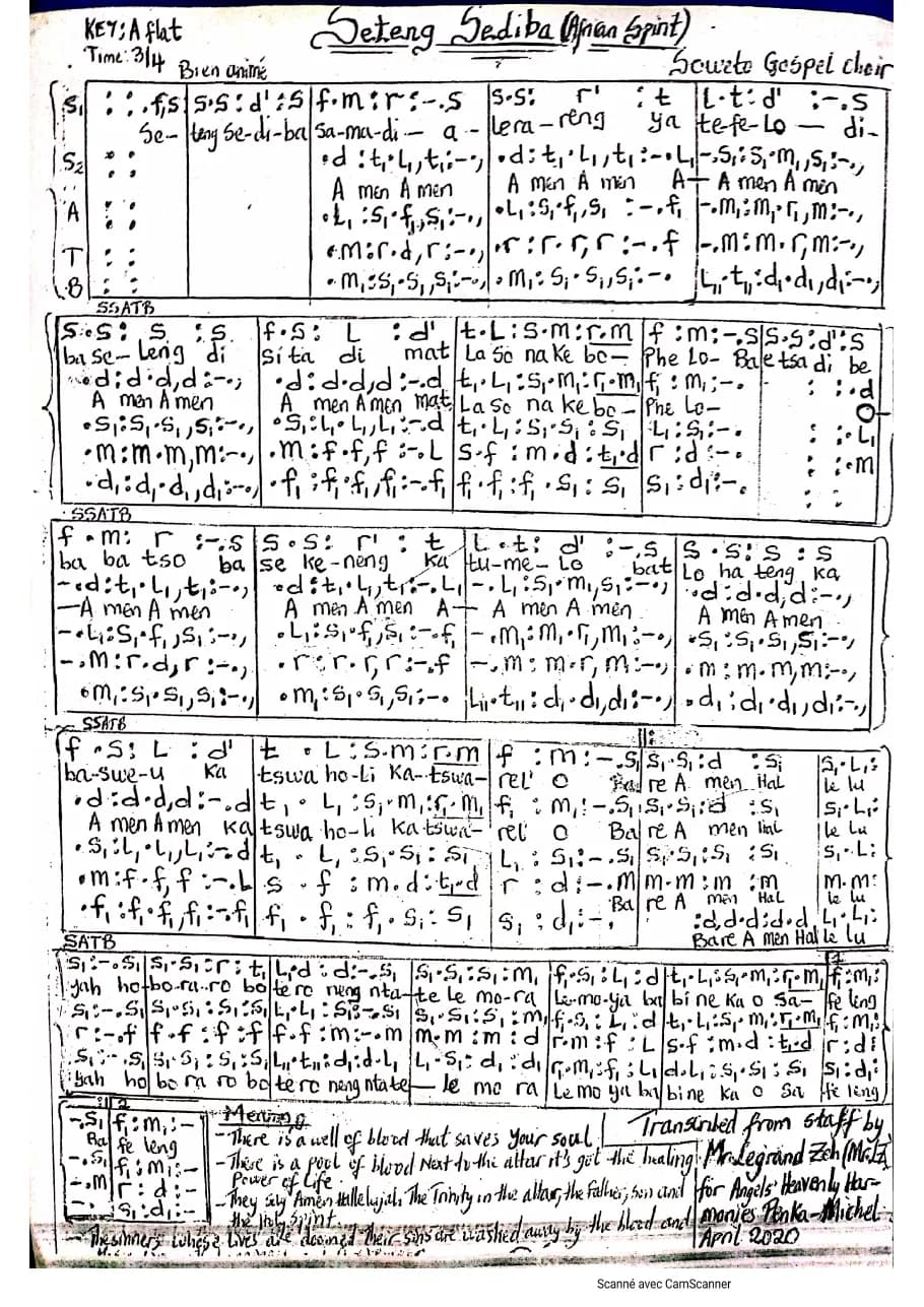 Seteng Sediba — first page