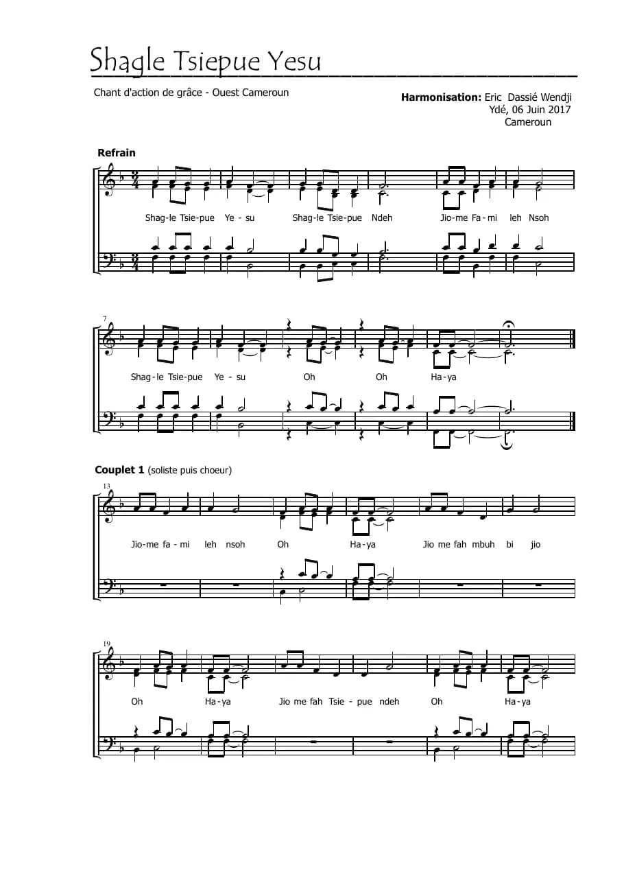 Shagle Tsiepue Yesu — first page