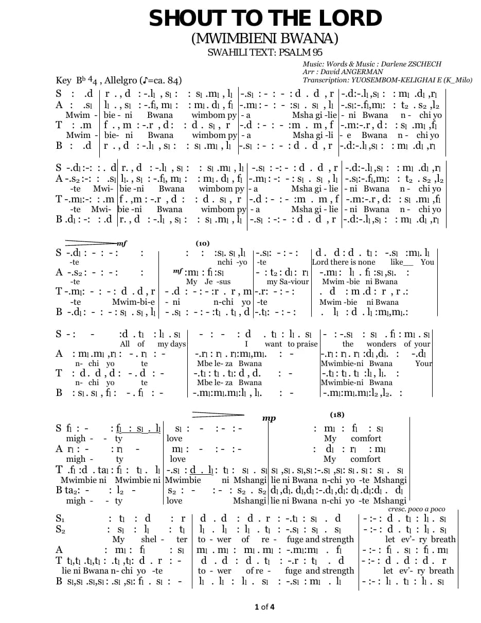 Shout to the Lord — first page