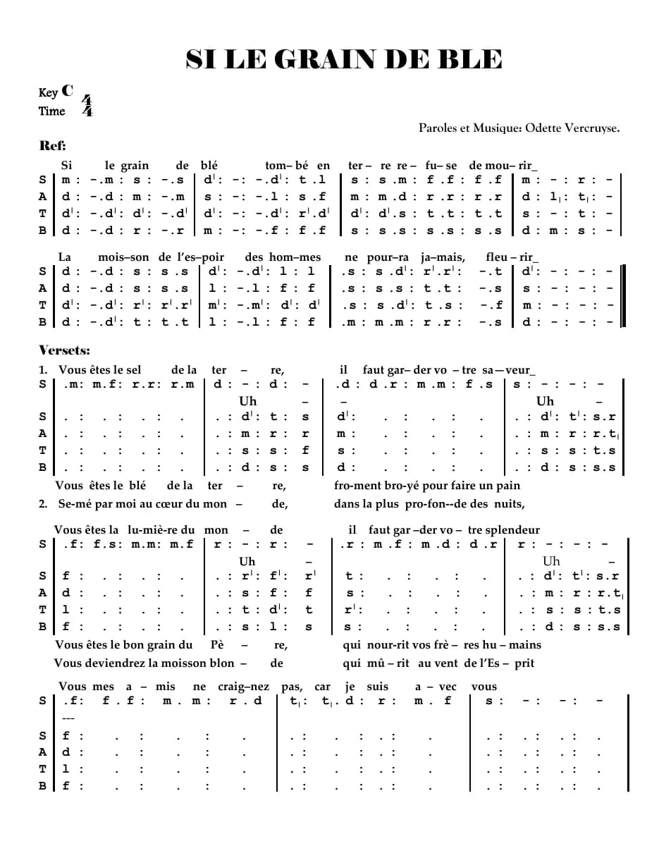 Si le Grain de Ble — first page