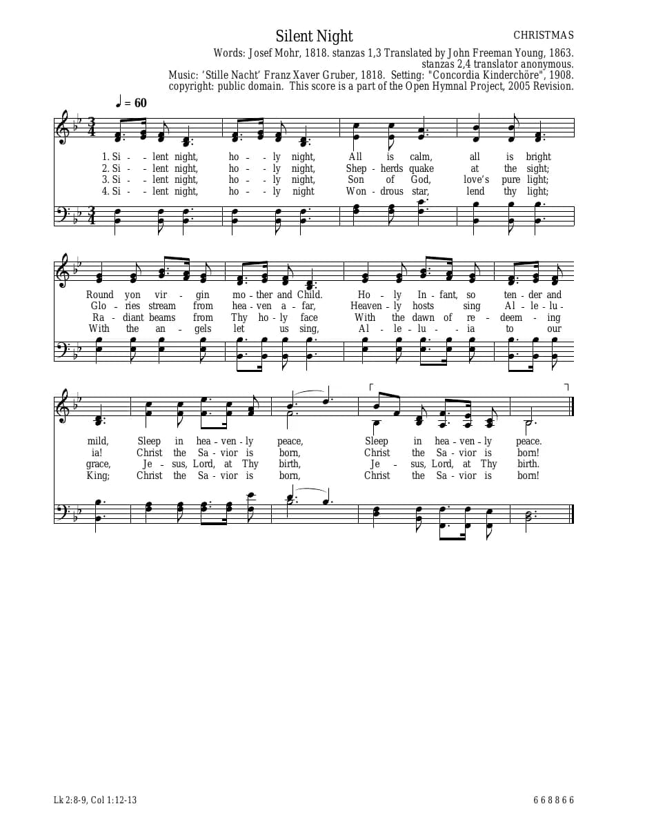 Silent Night, Holy Night — first page