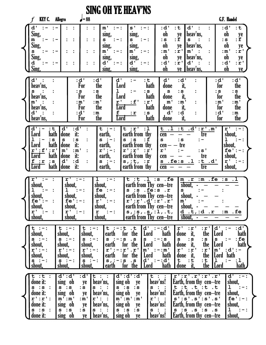 Sing O Ye Heav'ns — first page
