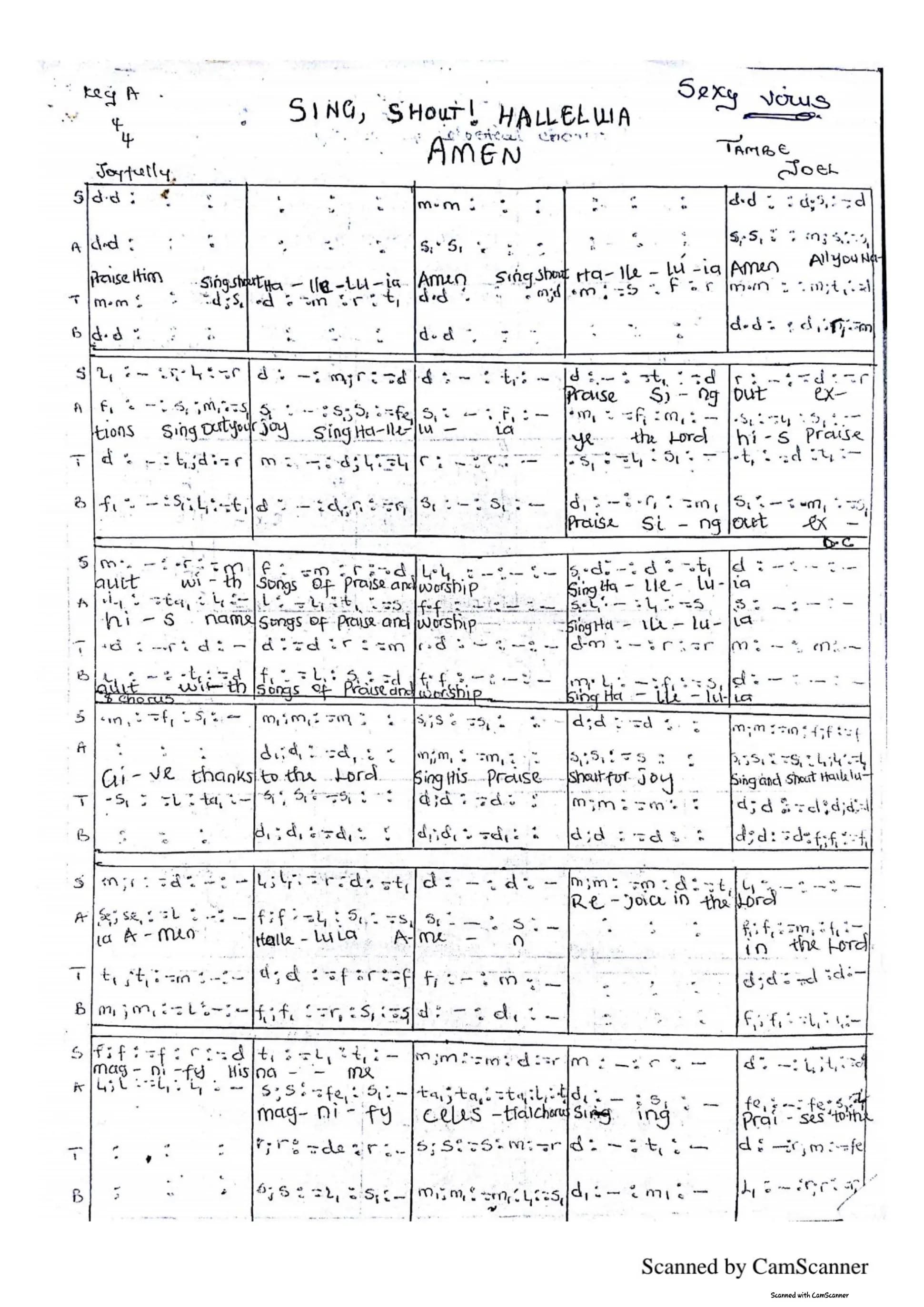 Sing, Shout! Hallelujah Amen — first page