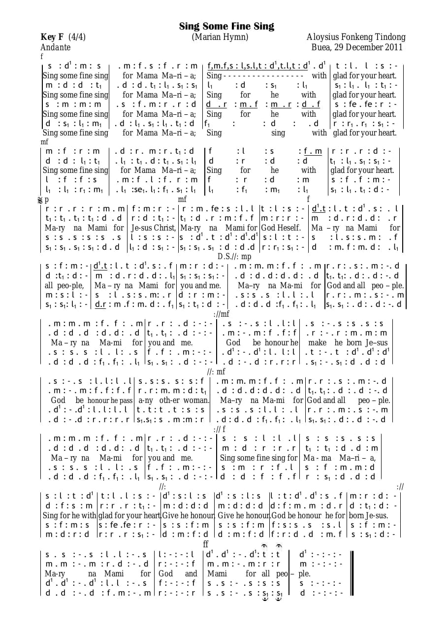 Sing Some Fine Sing — first page