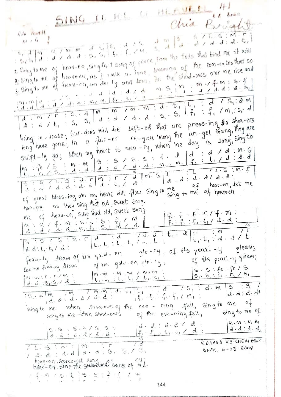 Sing to Me of Heaven — first page