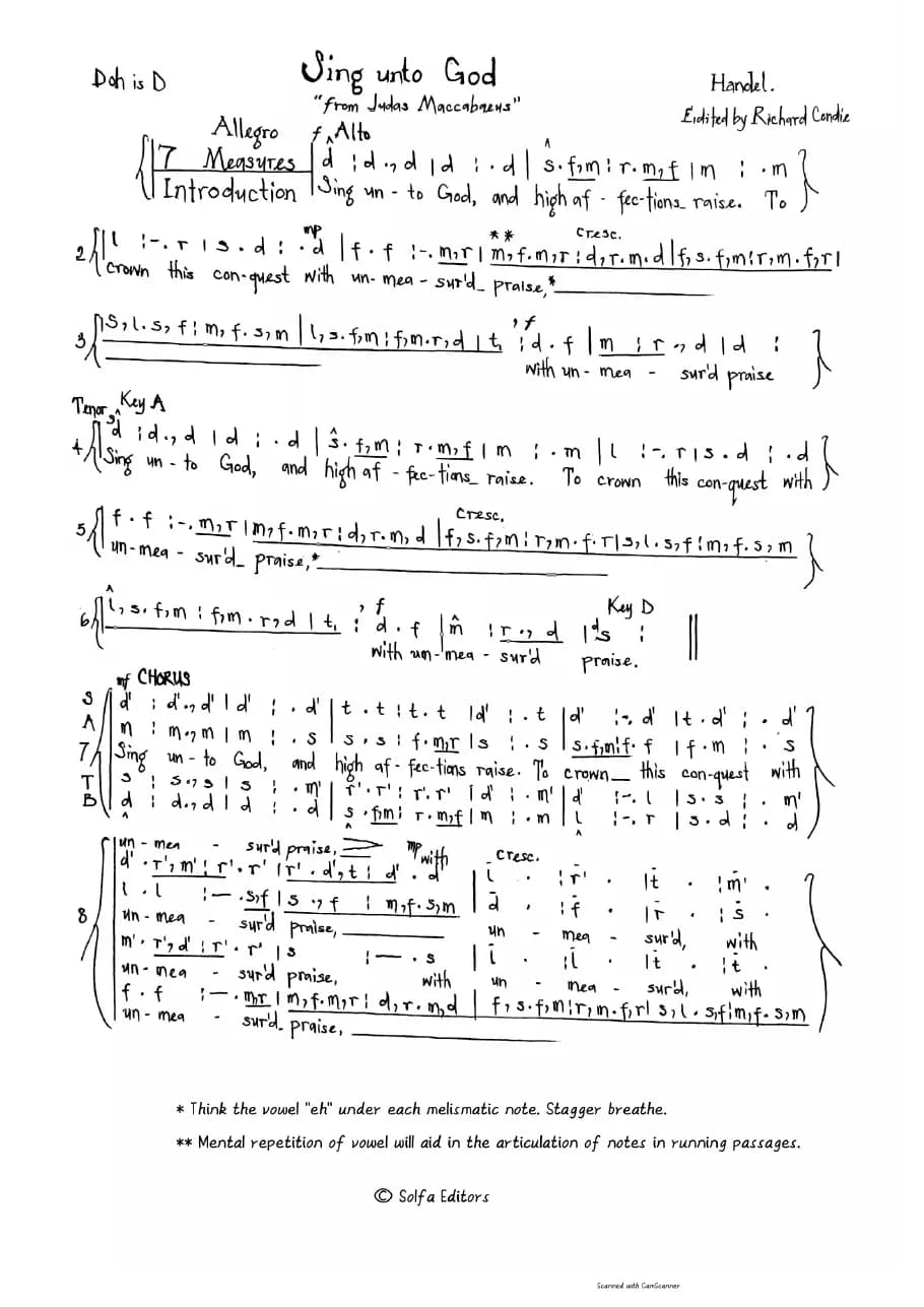 Sing unto God - Handel S Maccabaeus — first page