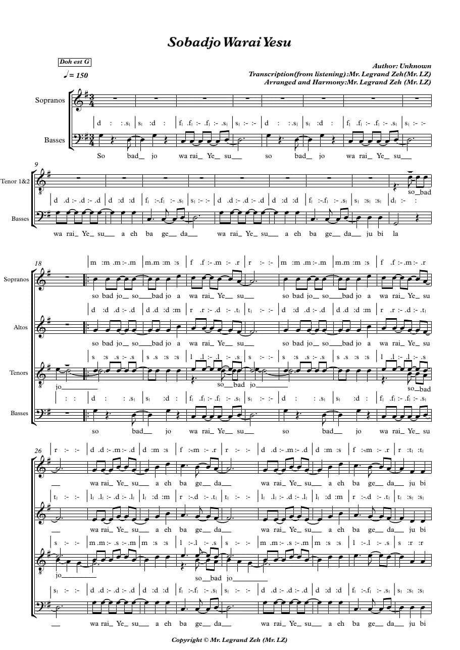 Sobadjo Warai Yesu Transc — first page
