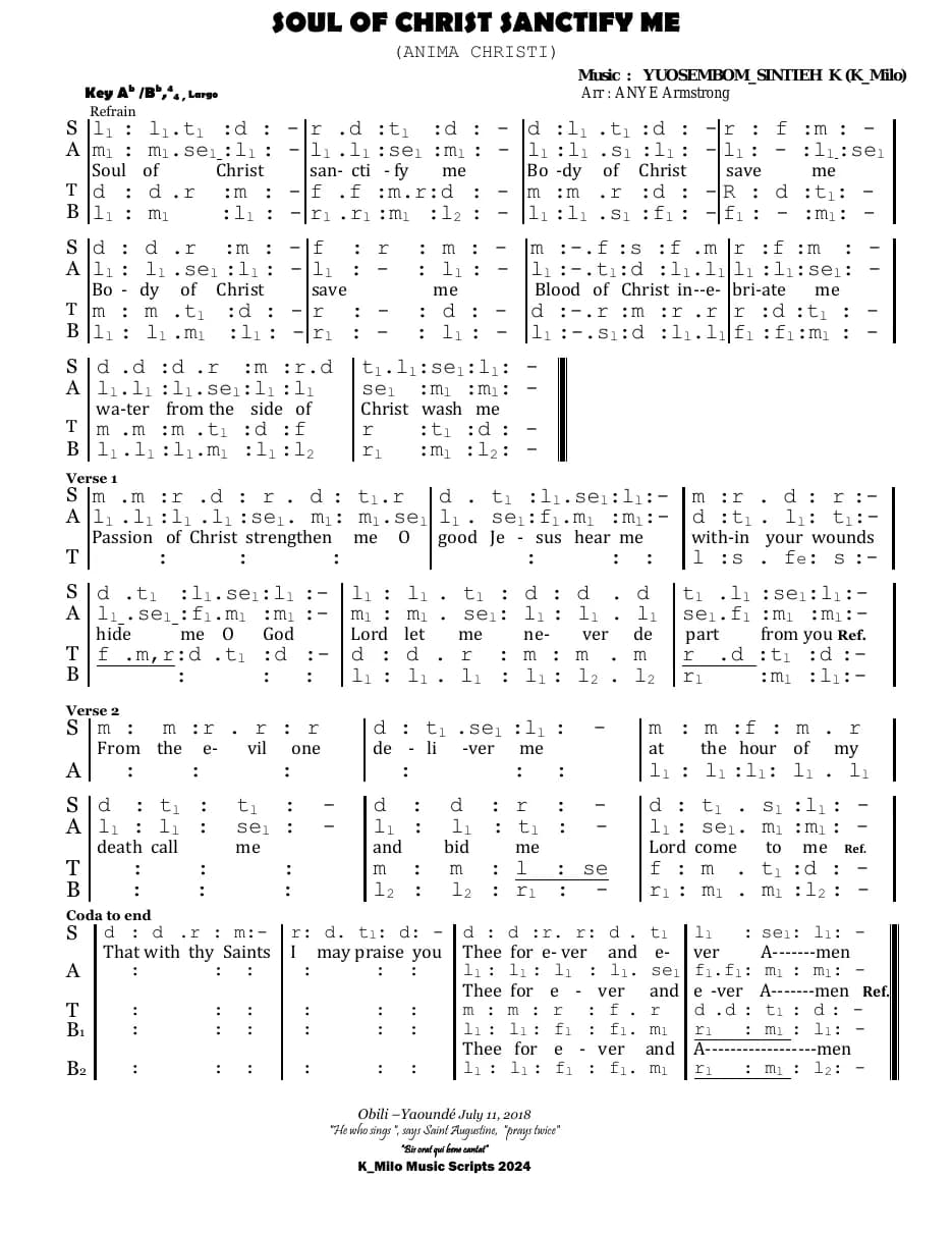 Soul of Christ Sanctify Me - V — first page