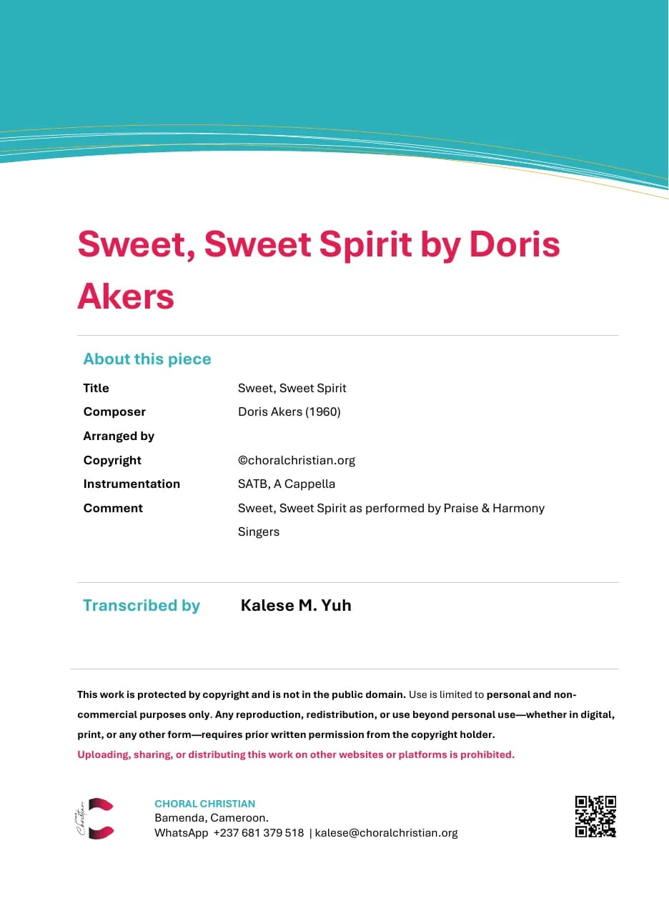 Sweet, Sweet Spirit — first page
