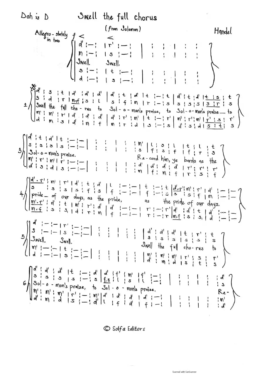 Swell the Full Chorus - Solomon — first page