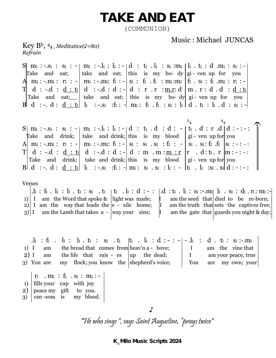Take and Eat (Communion V — first page