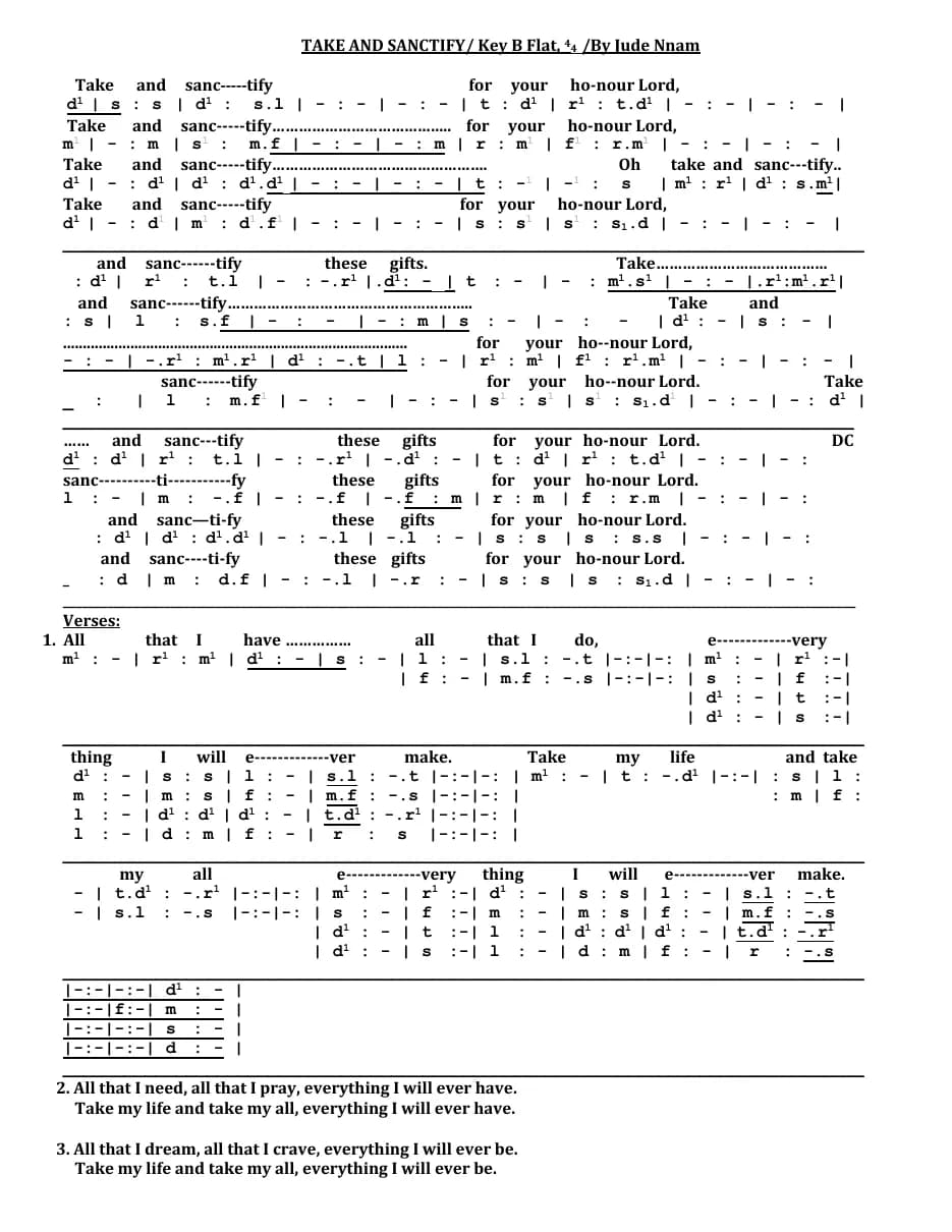 Take and Sanctify — first page