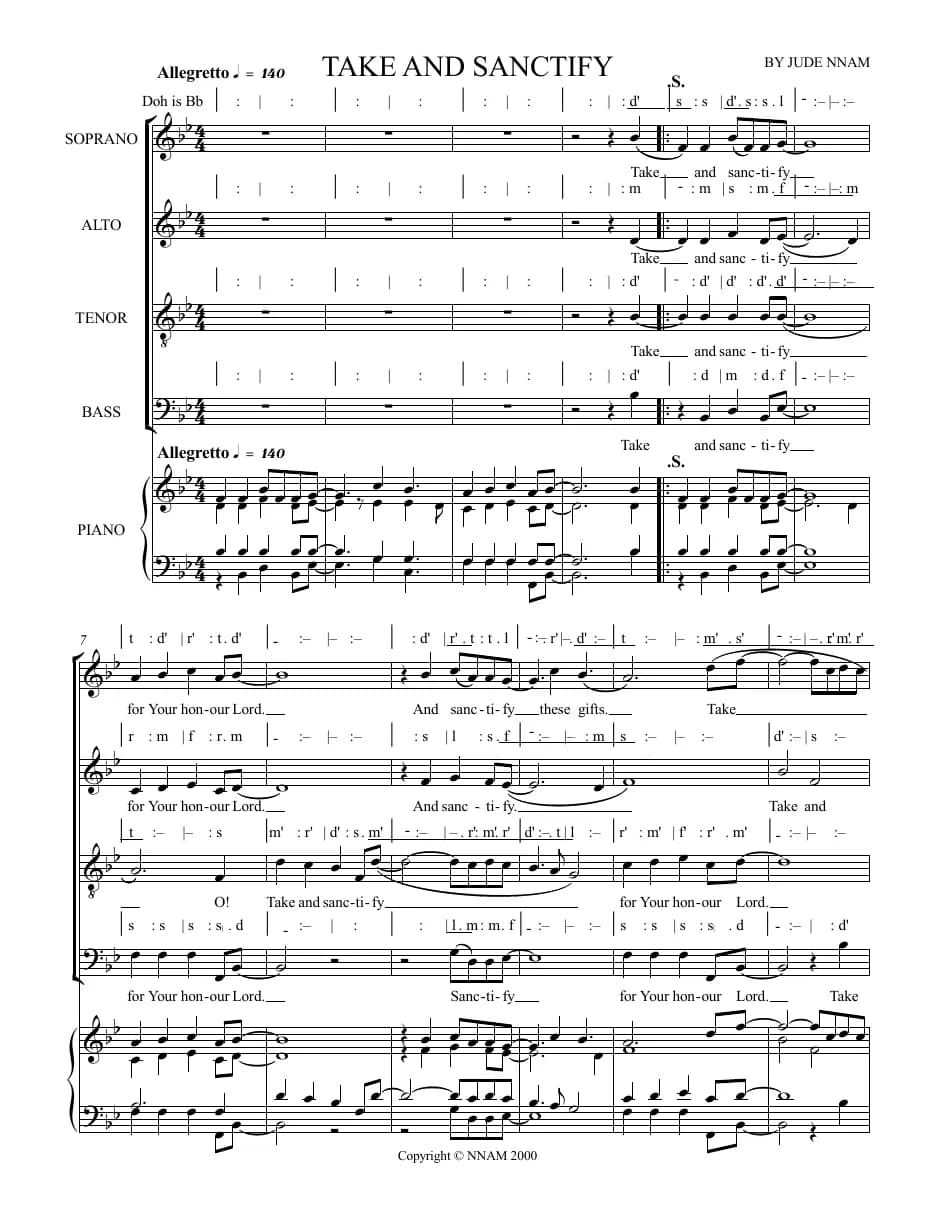 Take and Sanctify — first page