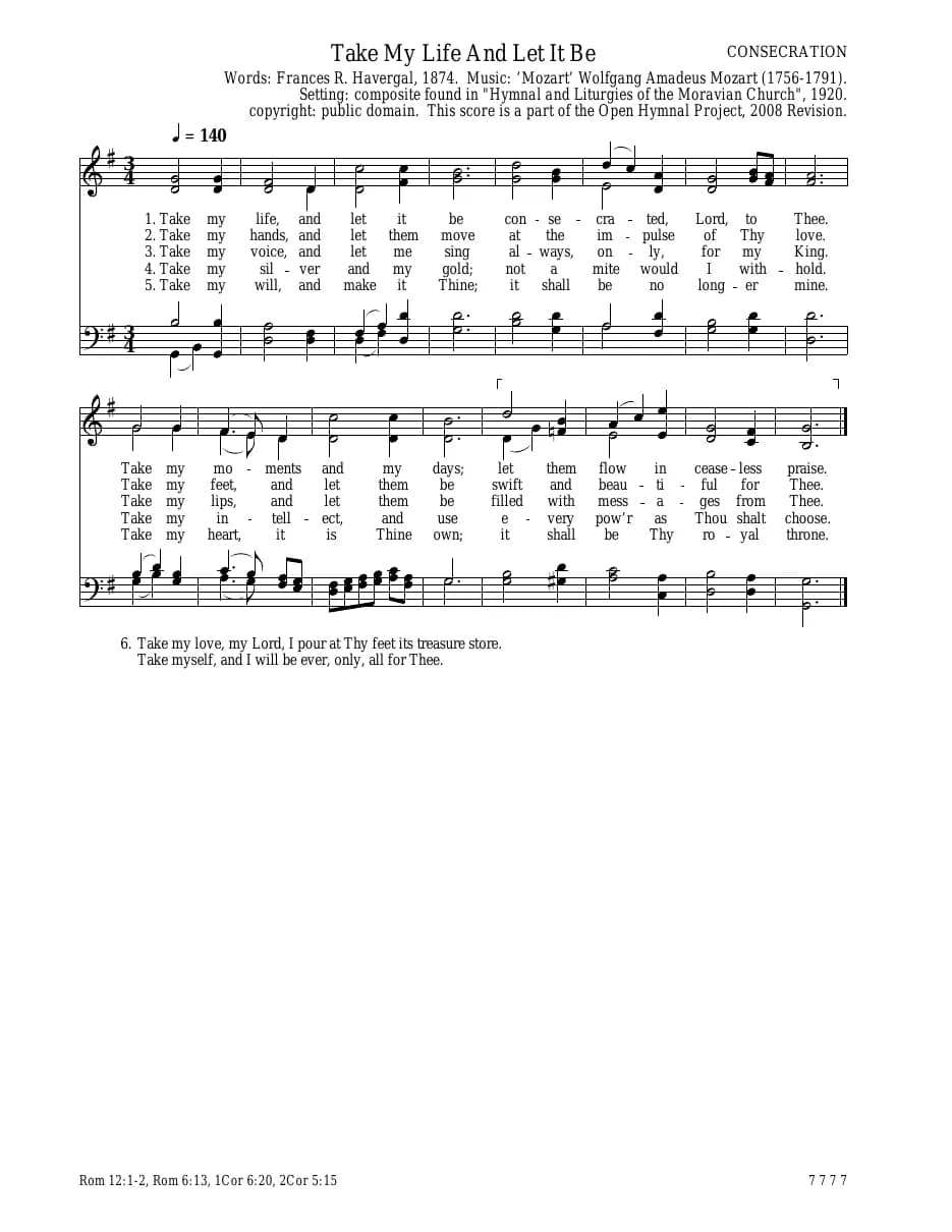 Take My Life and Let It Be — first page