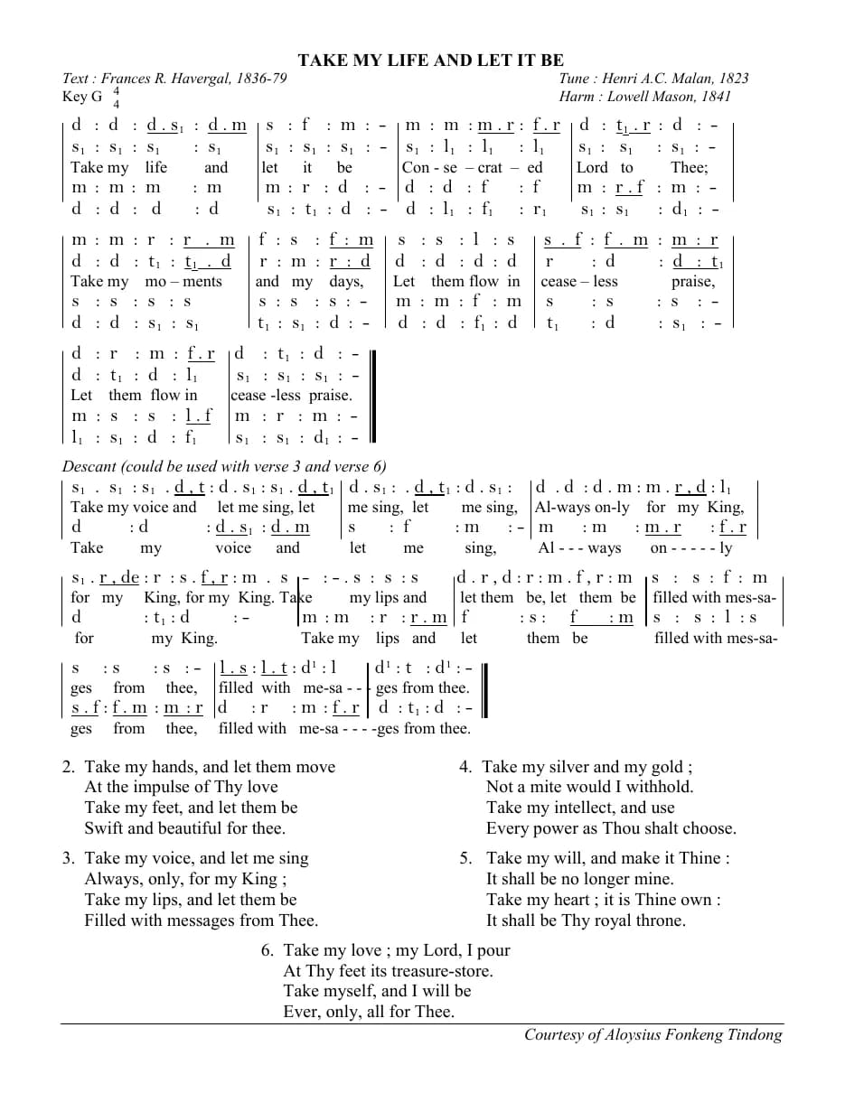 Take My Life and Let It Be — first page