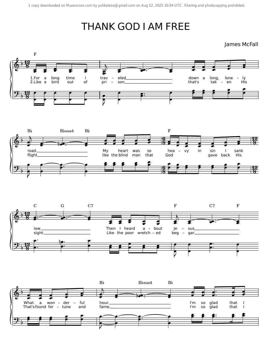 Thank God I Am Free — first page