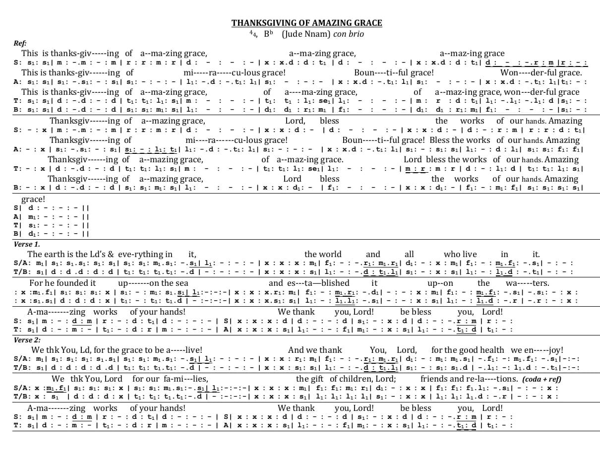 Thanksgiving of Amazing Grace — first page