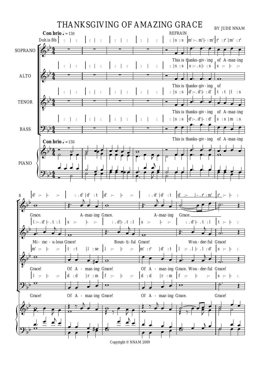 Thanksgiving of Amazing Grace — first page
