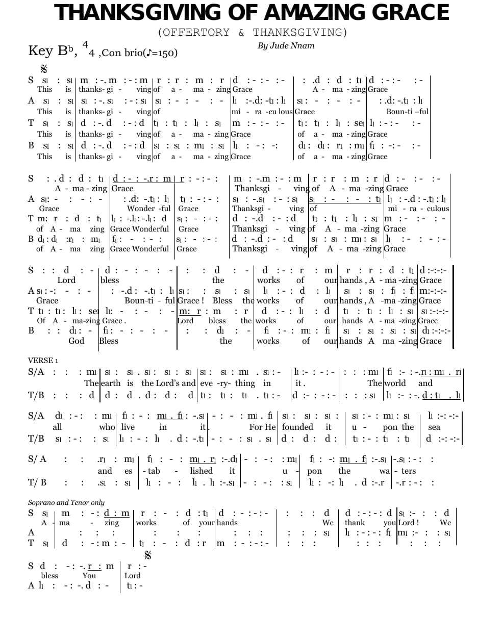 Thanksgiving of Amazing Grace — first page