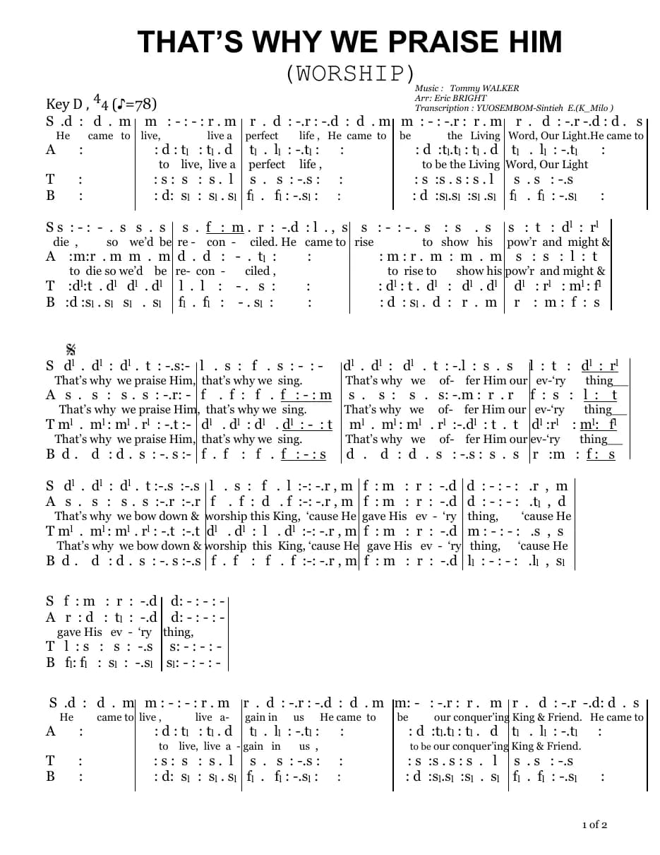 Thats Why We Praise Him — first page