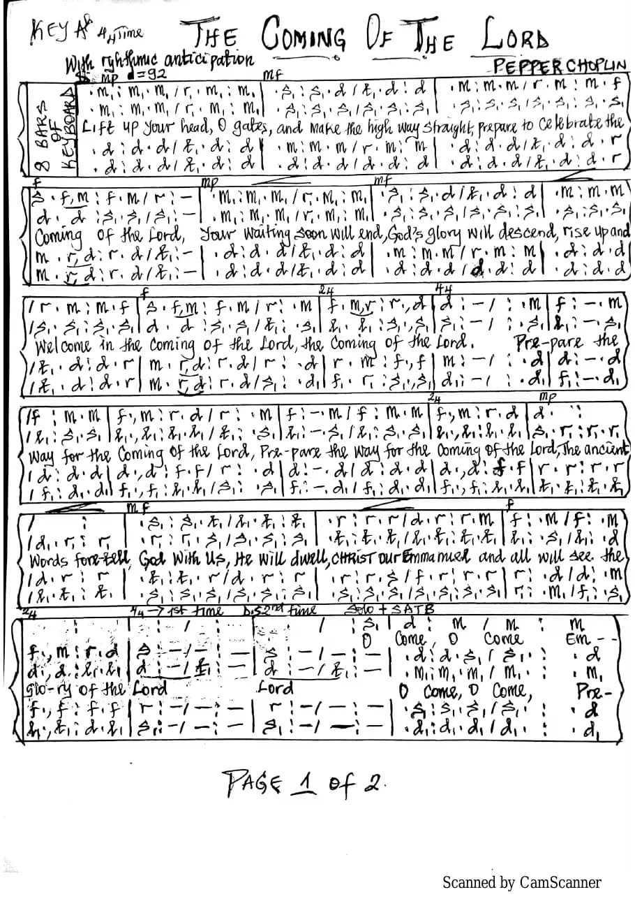 The Coming of the Lord — first page