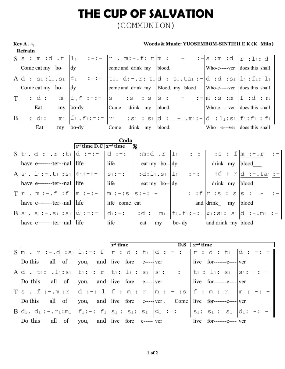 The Cup of Salvation V — first page