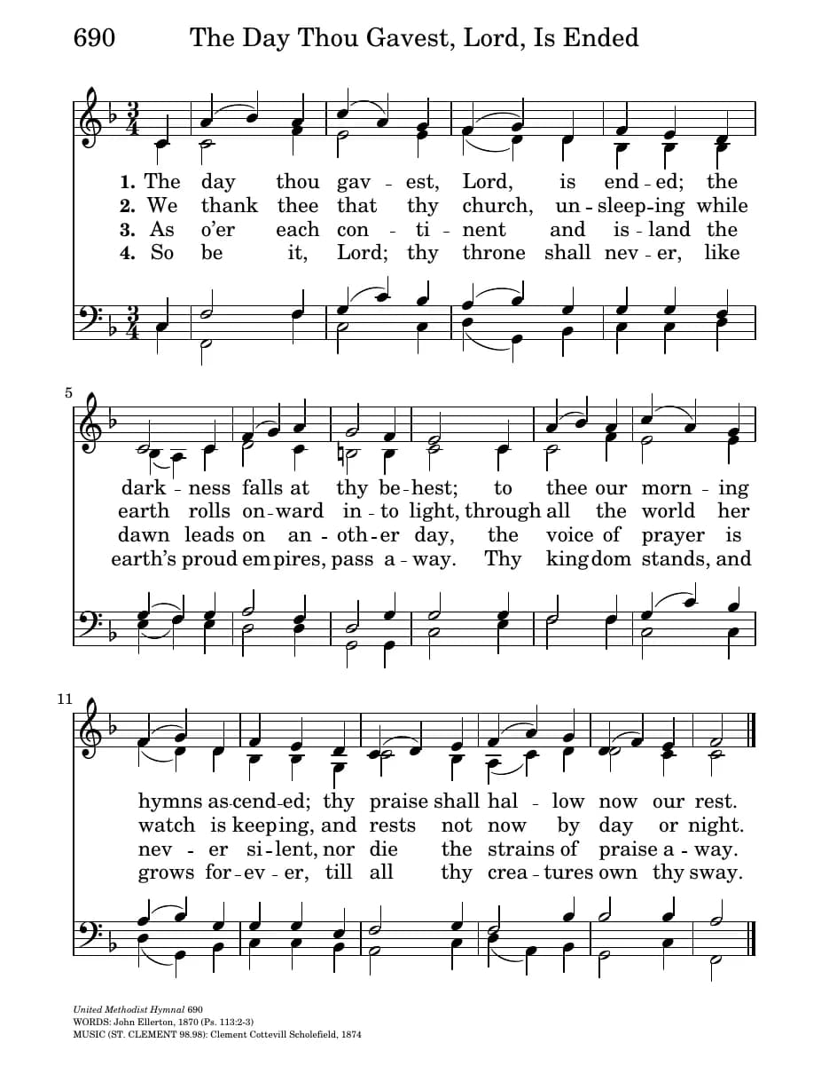 The Day Thou Gavest, Lord, Is Ended — first page